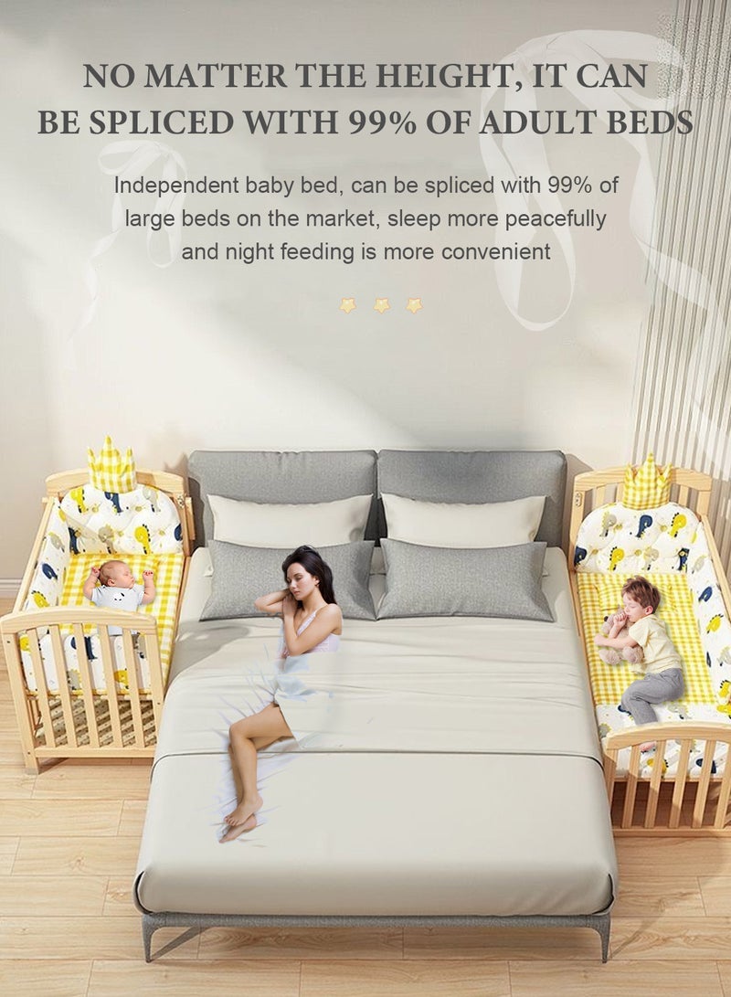 MaBaby 7-in-1 Convertible Baby Crib to Kids Bed: Baby Bassinet, Bedside Sleeper, Toddler Bed, Desk & Play Table with Wheels, Adjustable Height, Storage Shelf & Flip Changing Station-122*70*100cm - Image 4