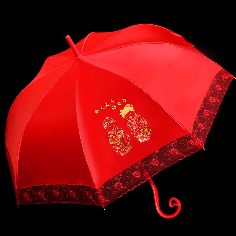 Generic Chinese Wedding Long Handle Parasol Today is a good day