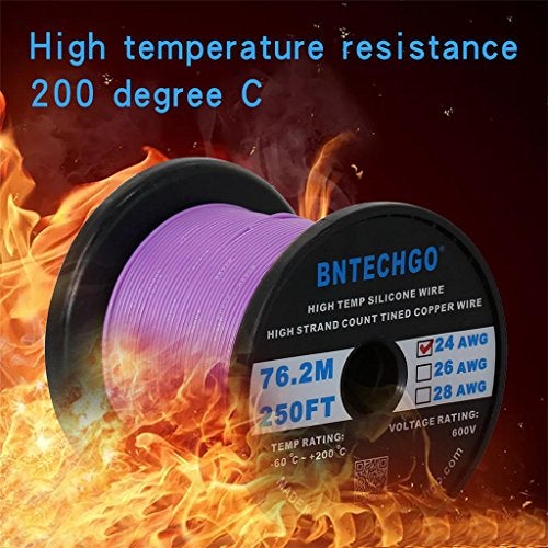 BNTECHGO 24 Gauge Silicone Wire Spool 250 ft Purple Flexible 24 AWG Stranded Tinned Copper Wire - Image 5