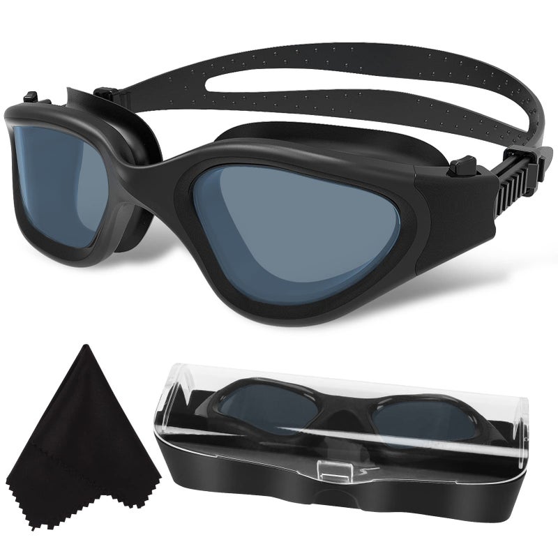 Win.Max Polarized Swimming Goggles Swim Goggles Anti Fog Anti Uv No Leakage Clear Vision For Men Women Adults Teenagers (All Black/Polarized Smoke Lens) - Image 1