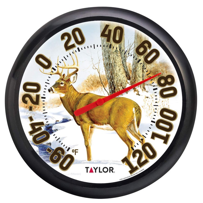 Taylor Taylor Large Dial Thermometer Wireless Thermometer with Easy to Read Large Numbers for Patio Pool and Indoor Areas 1325inch Deer Pattern