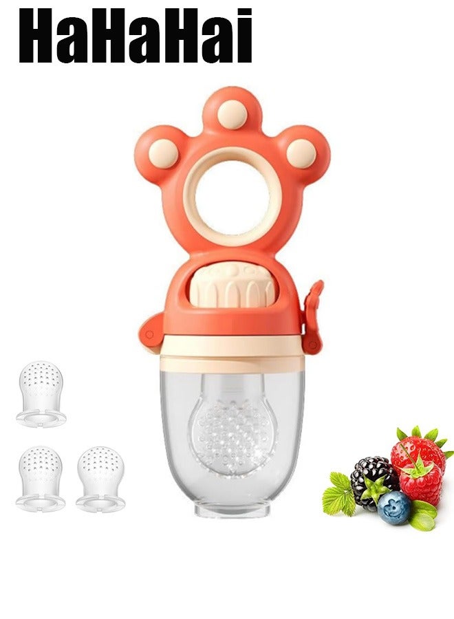 HaHaHai 3-in-1 Baby Food Feeder Pacifier, Toddler Pacifier,Baby Fresh Food Feeder with 3 Sizes Silicone Pouches, Infant Teething Toy in Appetite Stimulation BPA Free Soft Teether for Toddler Teething Relie  - Image 1
