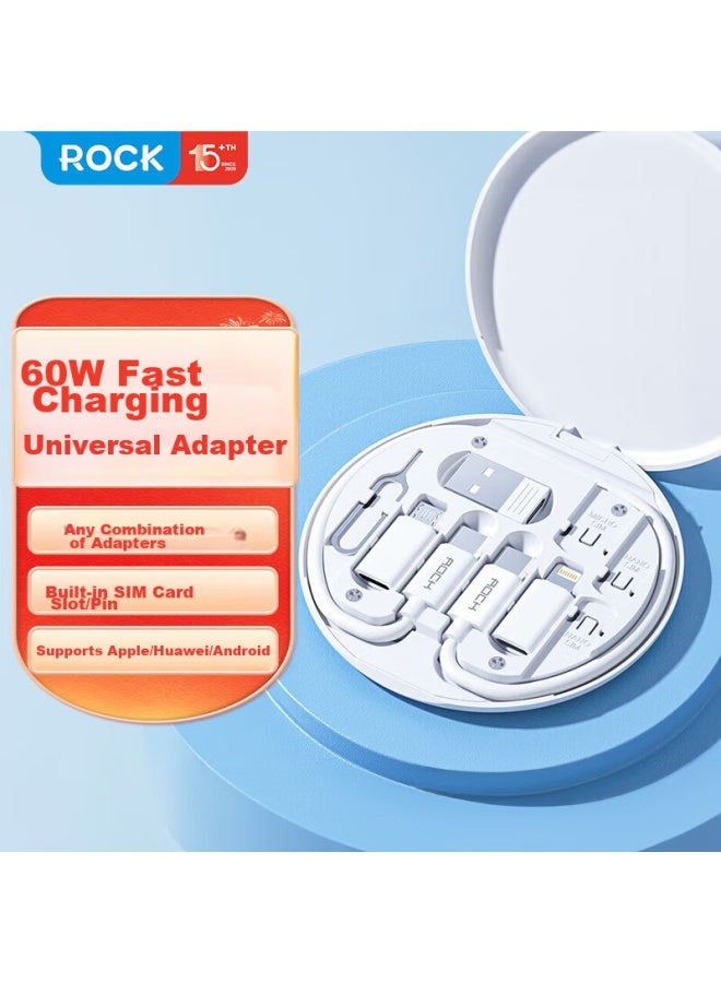 Rock Multifunctional Data Cable, Three-in Charging Cable, Fast Charging Adapter, Otg, Apple Type-c Multi-port Usb Converter, Huawei Portable Storage Box - Image 1