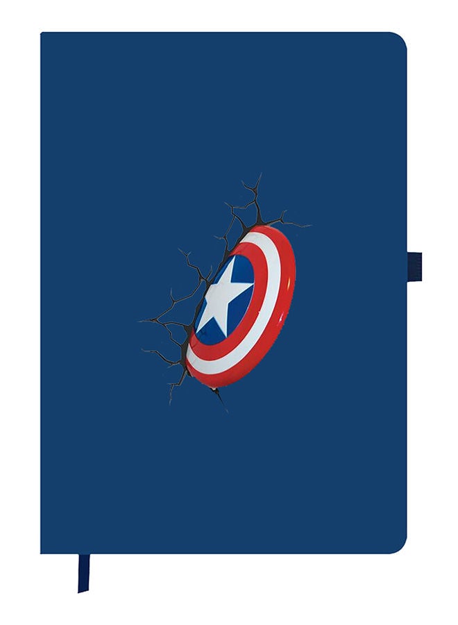 Theodor Designer A5 Thick Blue Hardcover Notebook Captain America Shield - Image 1
