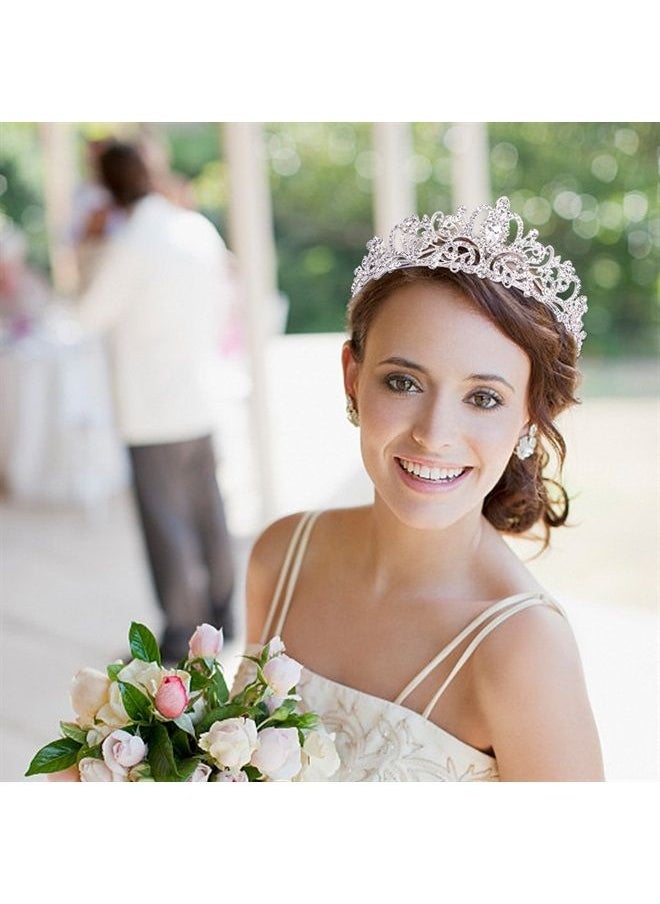 Didder - Silver Crystal Tiara Crown Headband Princess Elegant Crown with combs for Women Girls Bridal Wedding Prom Birthday Party - Image 1