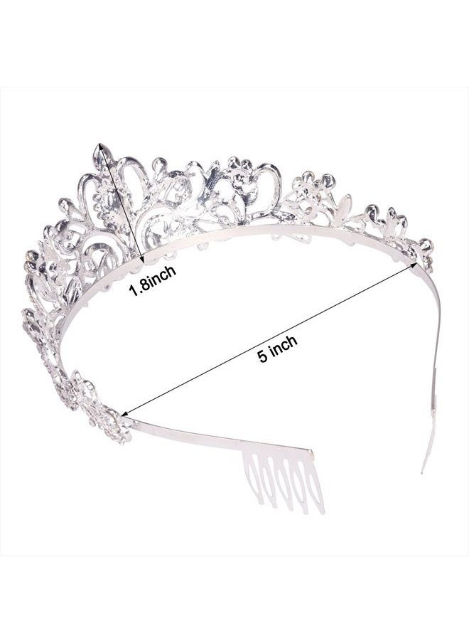 Didder - Silver Crystal Tiara Crown Headband Princess Elegant Crown with combs for Women Girls Bridal Wedding Prom Birthday Party - Image 1
