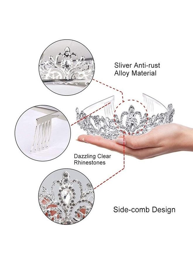 Didder - Silver Crystal Tiara Crown Headband Princess Elegant Crown with combs for Women Girls Bridal Wedding Prom Birthday Party - Image 1