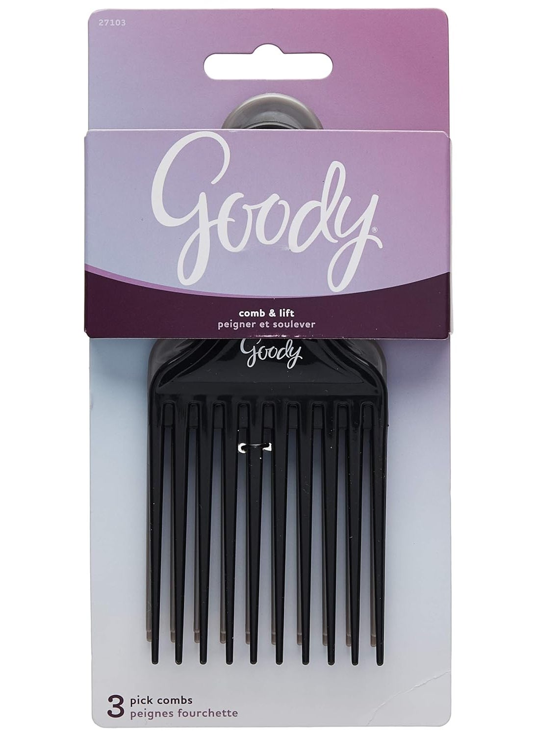 Goody Goody Comb  Lift Hair Pick Assorted Colors 3 Count Pack of 1  - Image 1