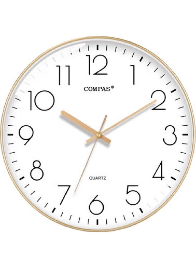 Compas Wall Clock Creative Simple Clock Living Room Quartz Clock Wall-Mounted Bedroom Clock C3242 Light Luxury Gold 28Cm - Image 2