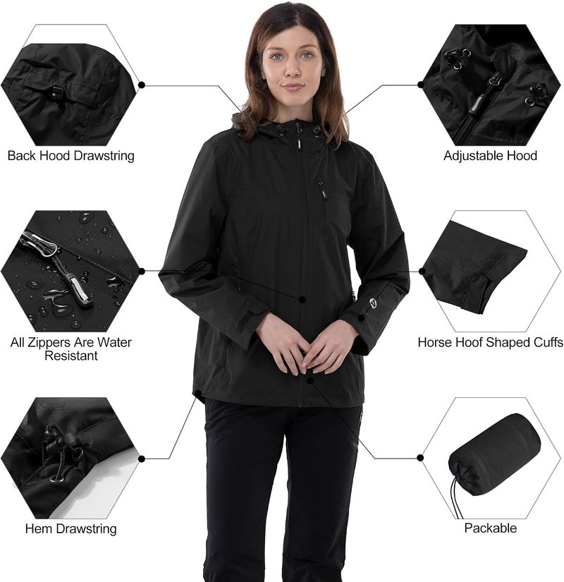Outdoor Ventures Women's Packable Rain Jacket - Lightweight Waterproof Raincoat with Hood - Image 5