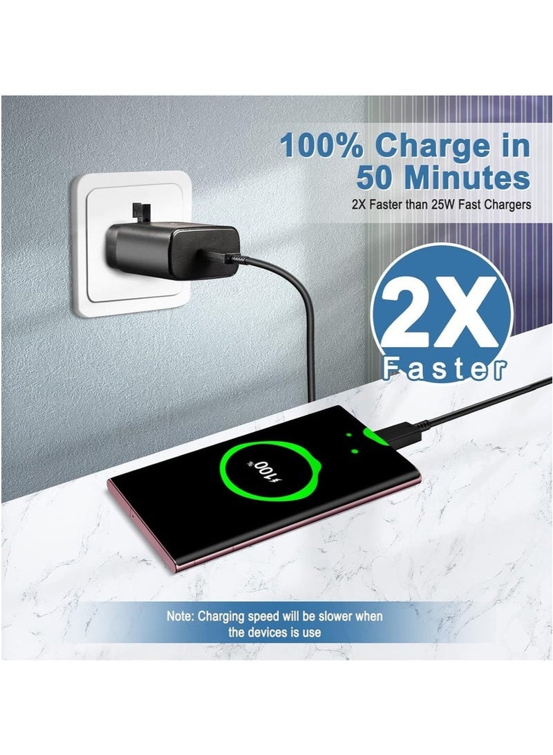 شاحن سريع لرأس شاحن سامسونج جالاكسي مع كابل شحن 45 وات، S23 Ultra S23 Plus S23 S23 S22 Ultra S22 S21 Ultra S21 S21 A54 A53 A52 A32-45W مع كابل سريع من النوع C 5A - Image 4