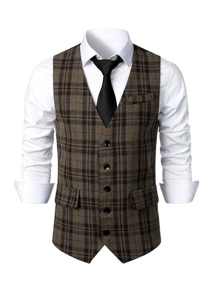 KUYING New Men's Retro V-Neck Fake Two Piece Vest  - Image 1