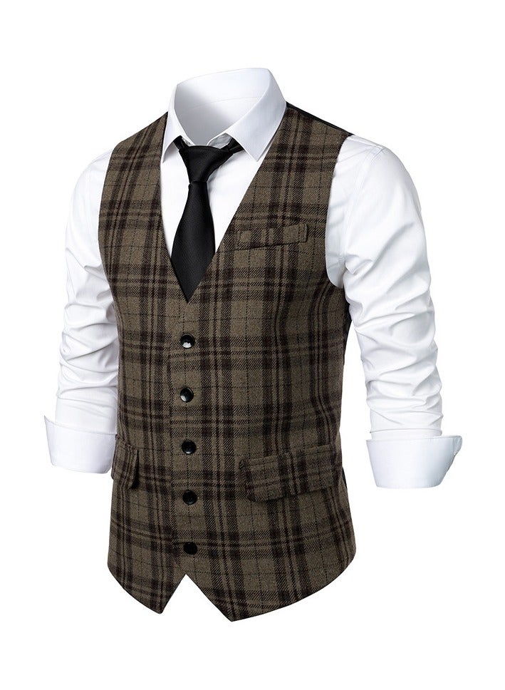 KUYING New Men's Retro V-Neck Fake Two Piece Vest  - Image 2