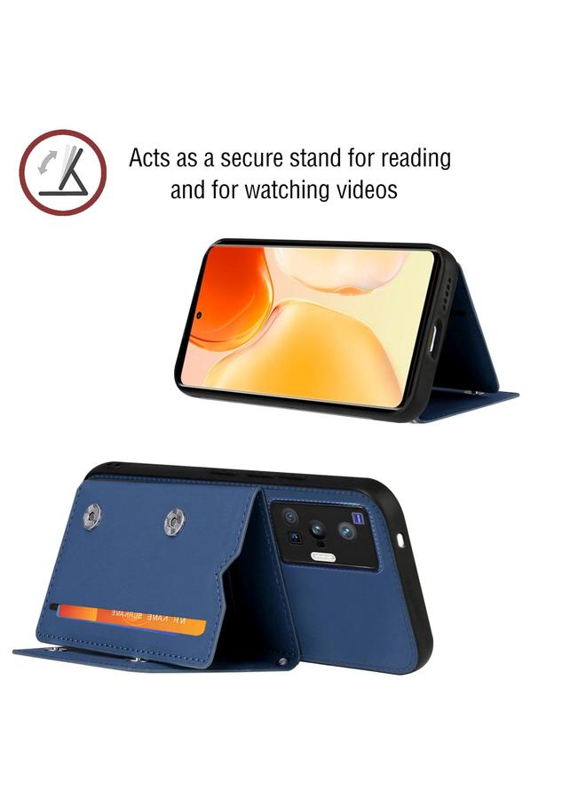 erorex Case For vivo X70 Pro Skin Feel PU + TPU + PC Back Cover Shockproof Case with Card Slots & Holder & Photo Frame - Image 3