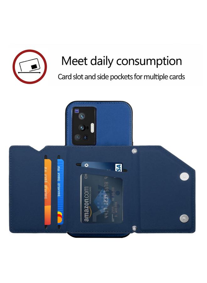 erorex Case For vivo X70 Pro Skin Feel PU + TPU + PC Back Cover Shockproof Case with Card Slots & Holder & Photo Frame - Image 4