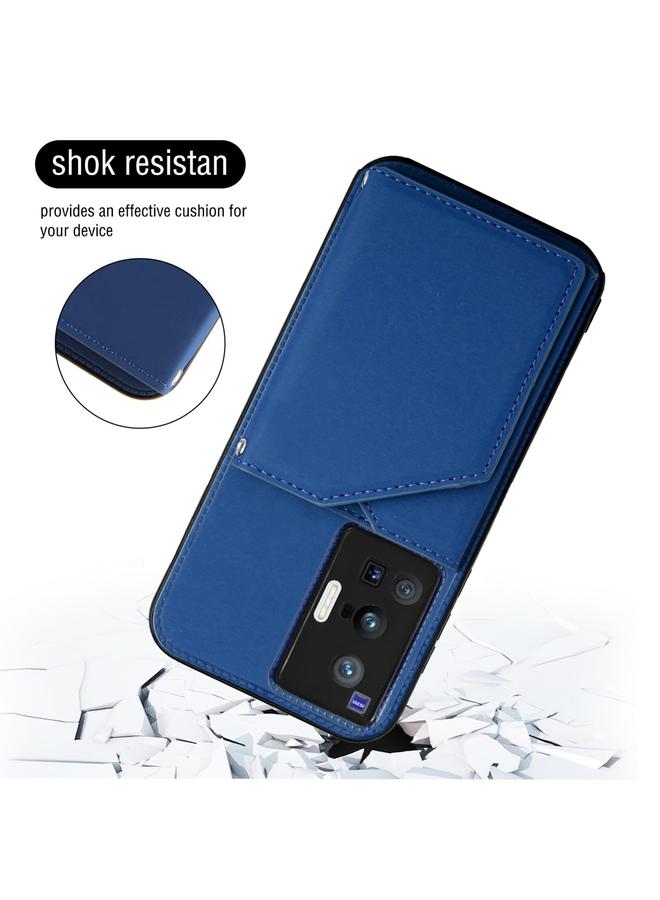 erorex Case For vivo X70 Pro Skin Feel PU + TPU + PC Back Cover Shockproof Case with Card Slots & Holder & Photo Frame - Image 5