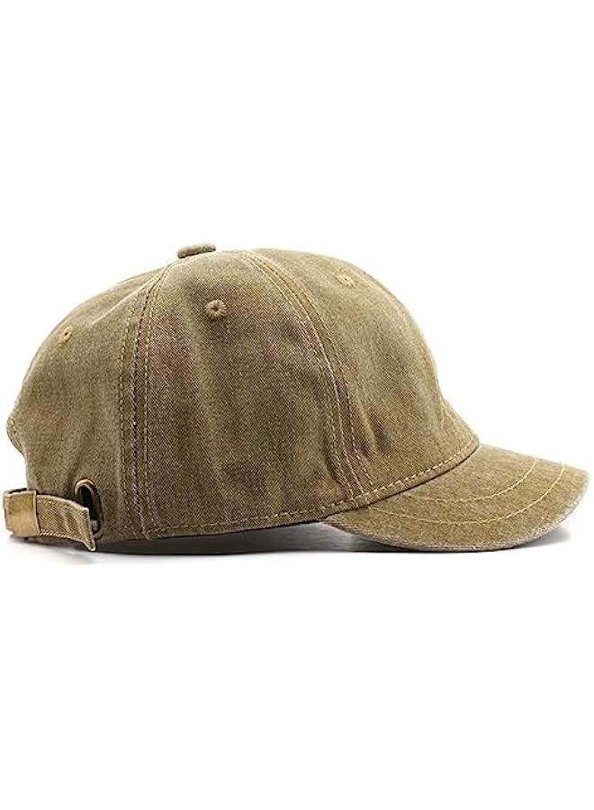 Short Brim Vintage Baseball Cap Adjustable Unstructured Washed Distressed Cotton Blank Dad Hat for Men & Women - Image 1