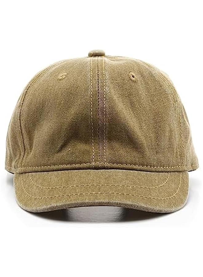 Short Brim Vintage Baseball Cap Adjustable Unstructured Washed Distressed Cotton Blank Dad Hat for Men & Women - Image 4