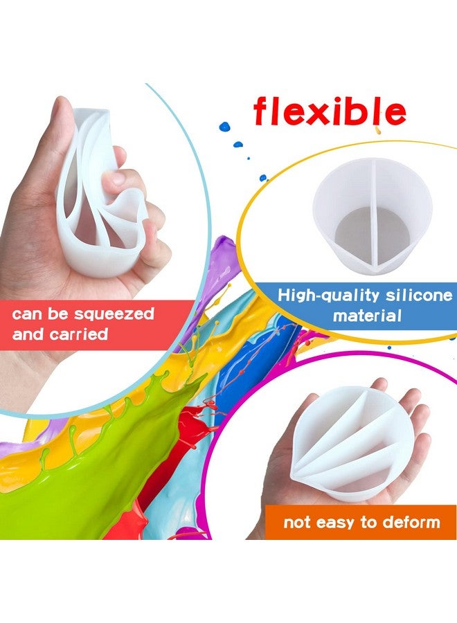 وينمني كوب مقسم لصب الطلاء فن السيليكون المقسم كوب الراتنج صب أدوات الرسم DIY صنع ملحقات الرسم كوب مقسم قابل لإعادة الاستخدام مع فواصل (5 قنوات) - Image 2