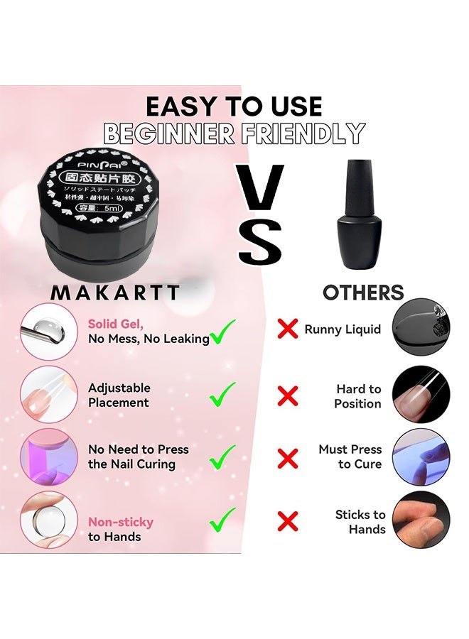 بينباي جيل غراء الأظافر الصلب للرؤوس الصناعية، 5 مل التصاق قوي للأظافر الأكريليك القابلة للضغط، لا يلتصق باليدين، جيل صلب شفاف للنحت ثلاثي الأبعاد لفن الأظافر في عيد الميلاد، معالج بالأشعة فوق البنفسجية - Image 2