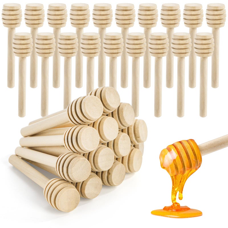 Lawei 100 Pack Mini Wooden Honey Dipper Sticks  3 Inch Honey Dippers Server for Honey Dispense Drizzle Honey and Wedding Party Favors