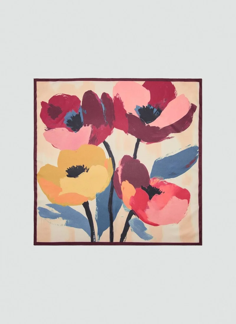 MANGO Floral-print satin scarf