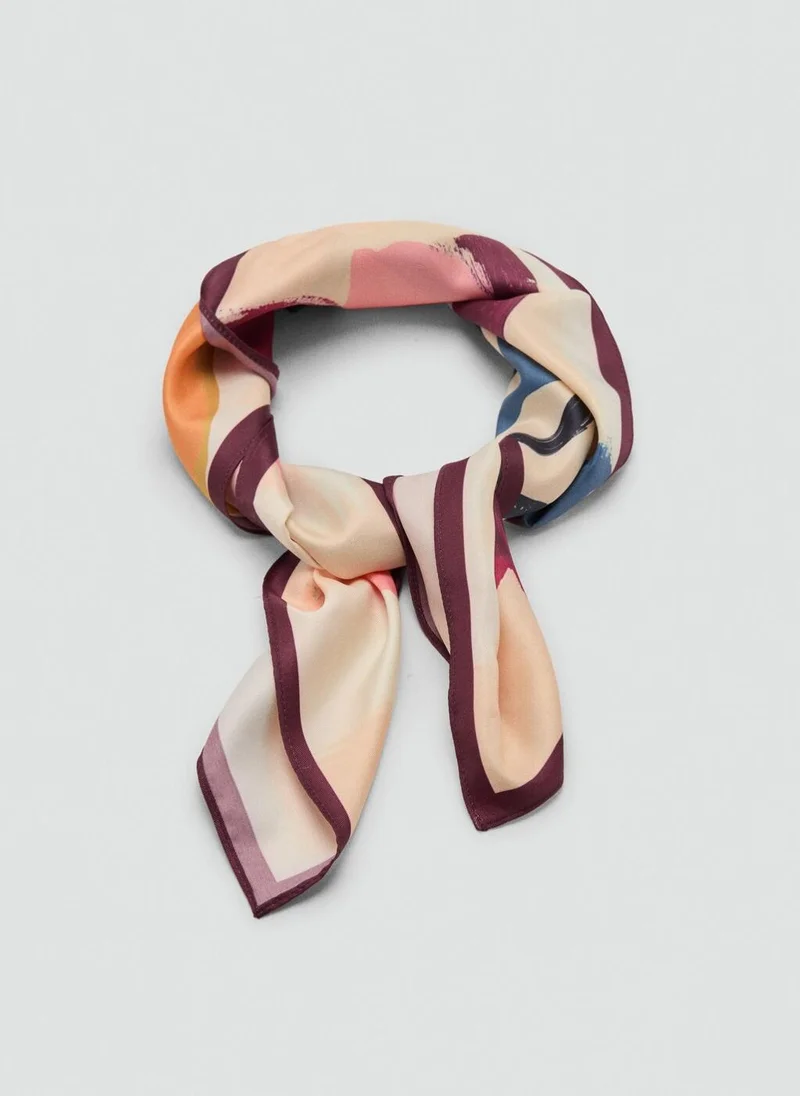MANGO Floral-print satin scarf