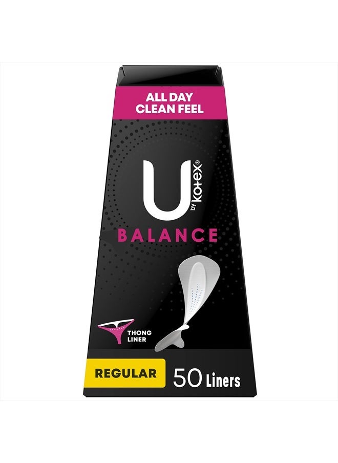 U by Kotex Balance Daily Wrapped Thong Panty Liners, Light Absorbency, Regular Length, 50 Count (Packaging May Vary)  - Image 1