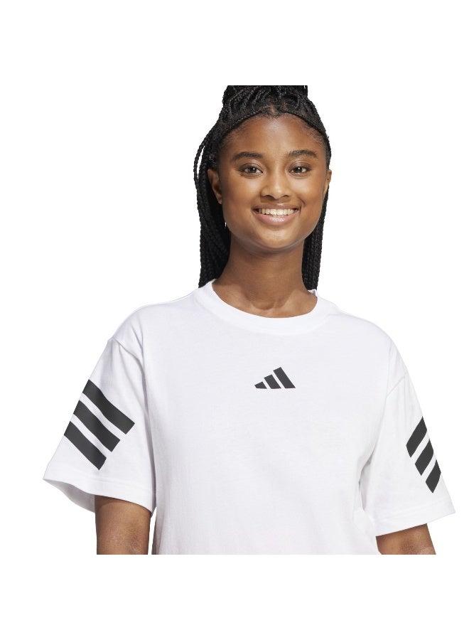 Adidas W Fi 3S Tee White Training T-Shirts For Women XS - Image 5