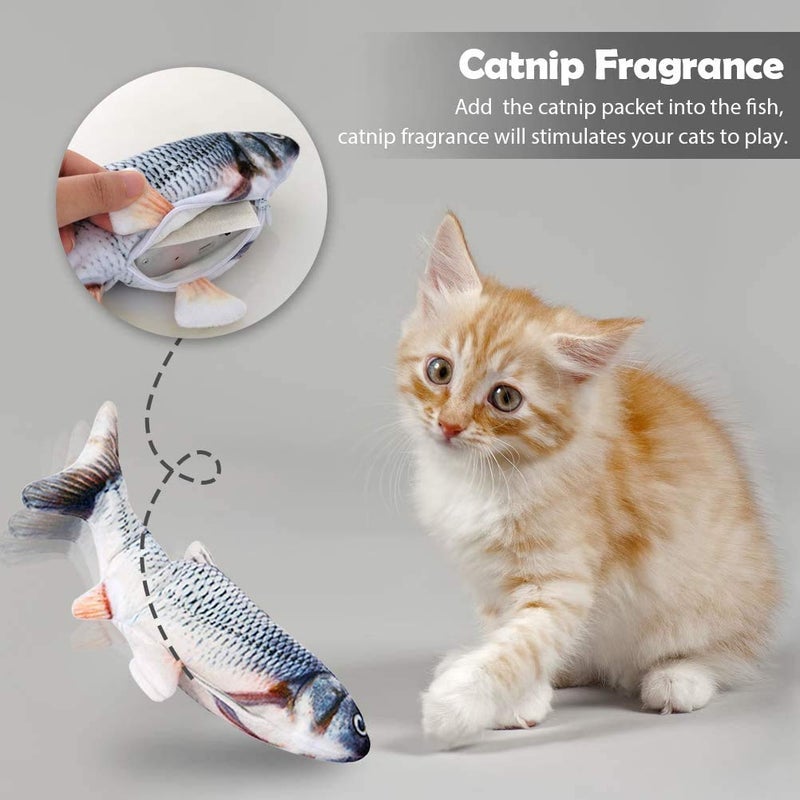 Interactive Cat Toy 28 x 13 CM Realistic Wiggle Motion - Catnip-Compatible Belly Pouch Flopping Fish Toy for Indoor Cats And Kittens - Image 3