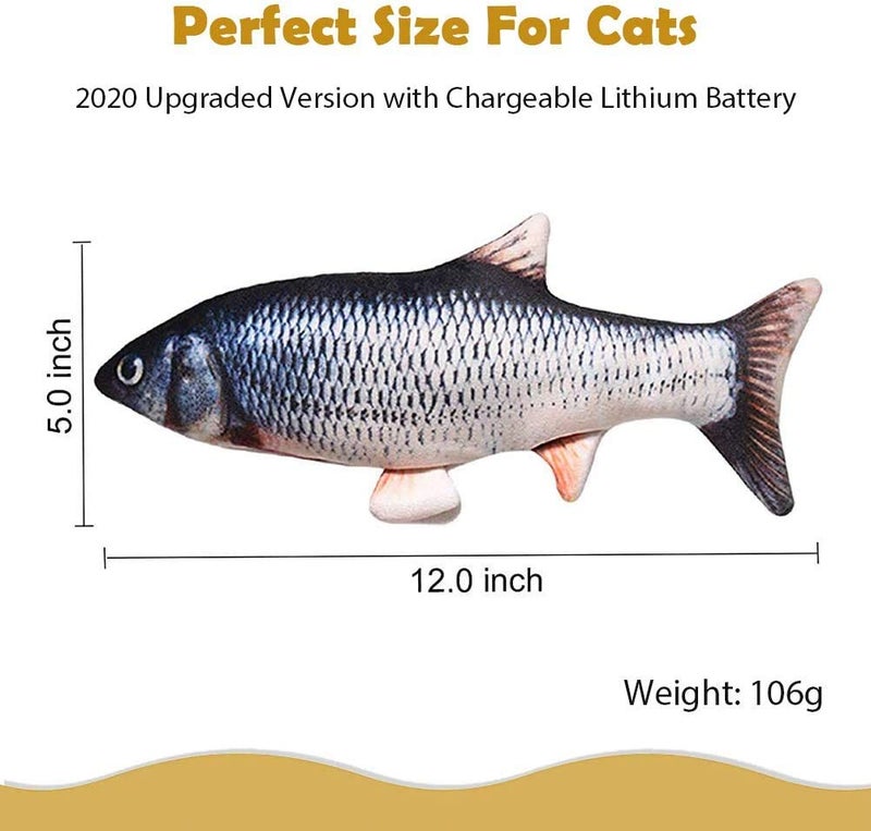 Interactive Cat Toy 28 x 13 CM Realistic Wiggle Motion - Catnip-Compatible Belly Pouch Flopping Fish Toy for Indoor Cats And Kittens - Image 5