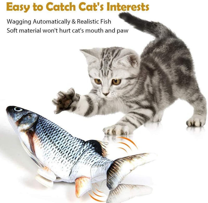 Interactive Cat Toy 28 x 13 CM Realistic Wiggle Motion - Catnip-Compatible Belly Pouch Flopping Fish Toy for Indoor Cats And Kittens - Image 2
