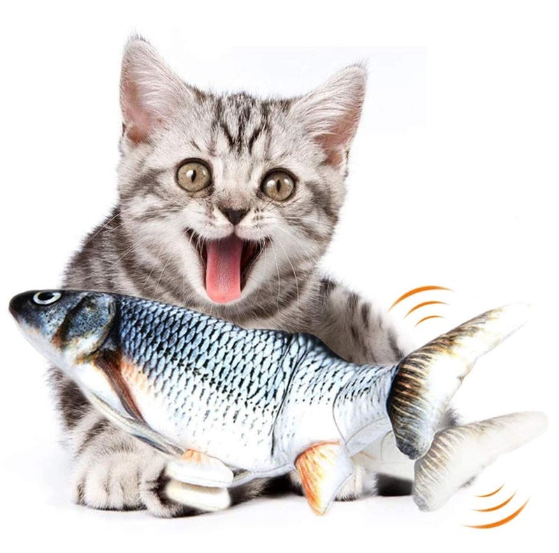 Interactive Cat Toy 28 x 13 CM Realistic Wiggle Motion - Catnip-Compatible Belly Pouch Flopping Fish Toy for Indoor Cats And Kittens - Image 1