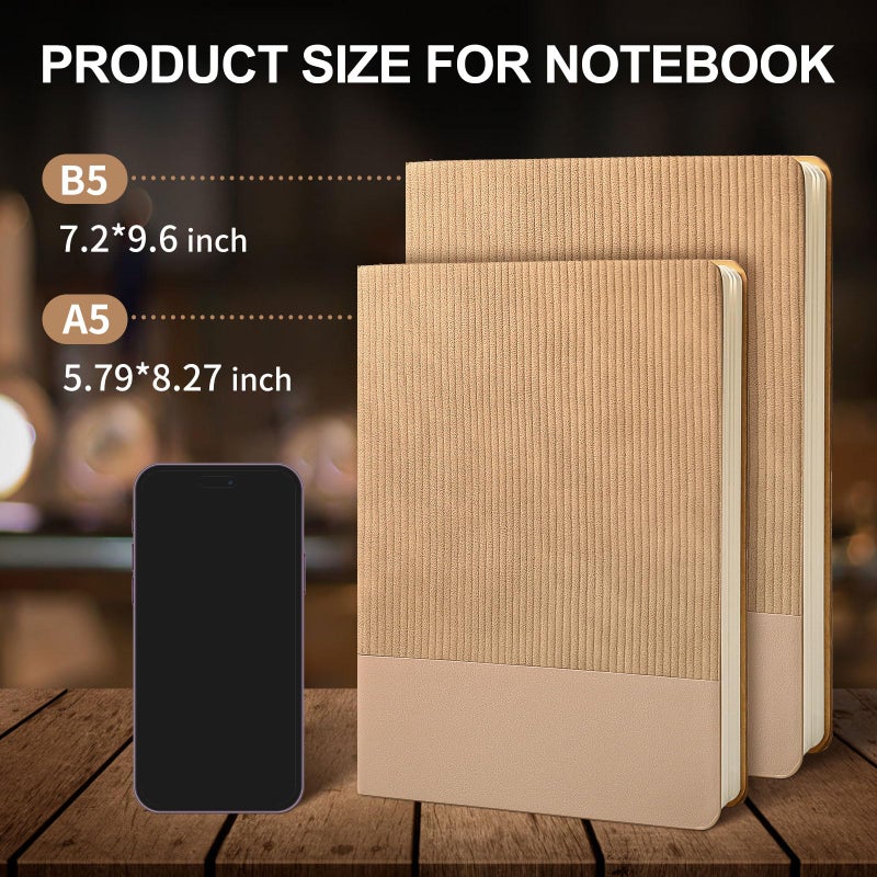 Tsfpapier Lined Journal Notebook For Work College Ruled Note Book 5.79""X8.27""A5 Pu Leather Daily Journaling 216 Pages For Women Men Writing Home School Supplies Business (Khaki) - Image 2