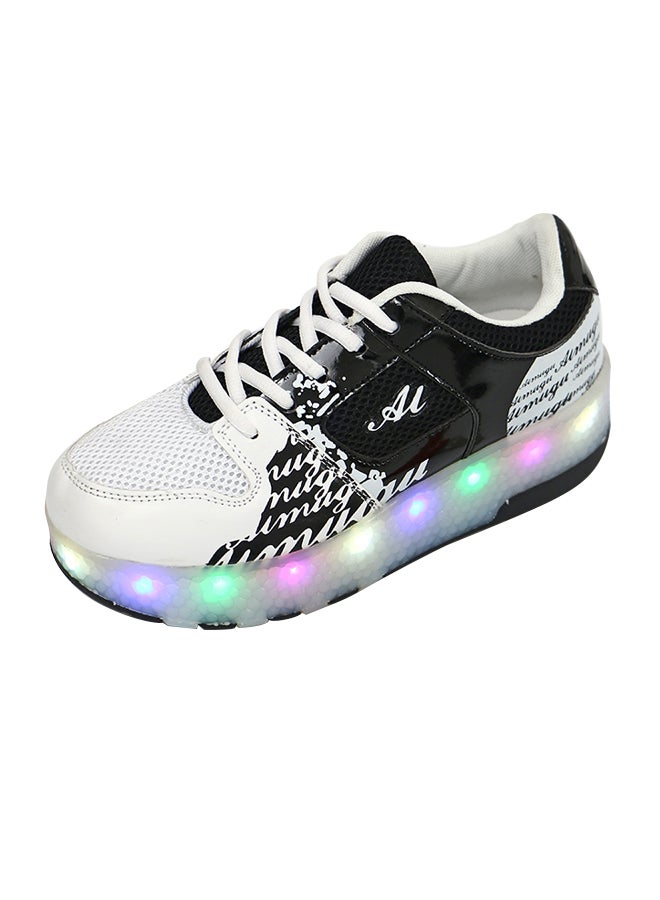 NIBEMINENT LED Flashing Wheeled Low Top Sneakers Black/White  - Image 1