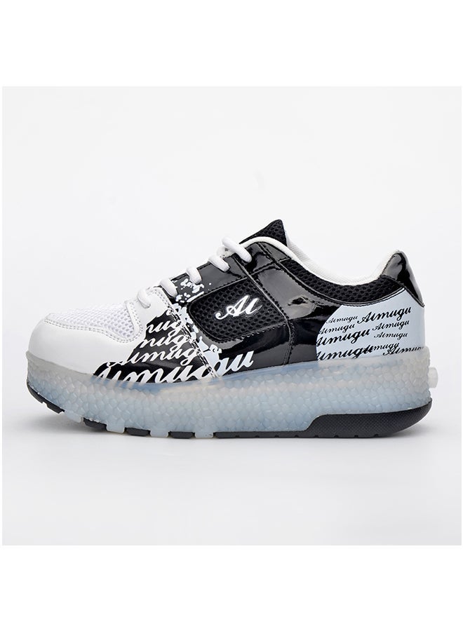NIBEMINENT LED Flashing Wheeled Low Top Sneakers Black/White  - Image 2