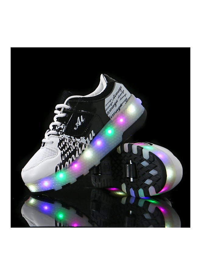 NIBEMINENT LED Flashing Wheeled Low Top Sneakers Black/White  - Image 3