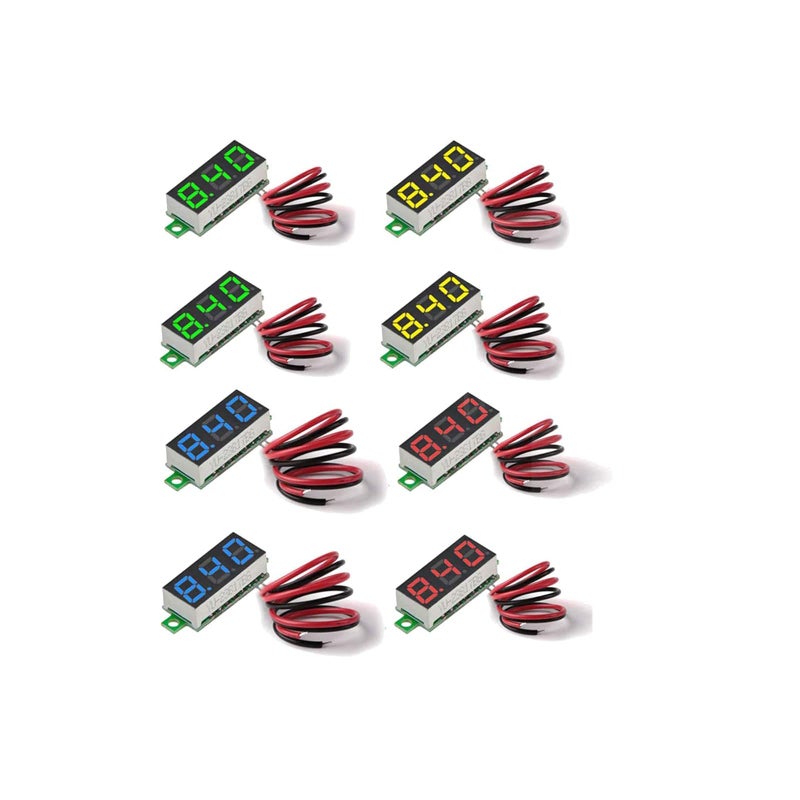 Diymore 8Pcs Dc Voltage Display Mini Digital Voltmoter Display 0.28 "" 2 Wires Dc 2.5V-30V Blue/Yellow/Red/Green Led Voltage Readout Display Voltage Tester Dc Volt Meter (4 Colors) - Image 4