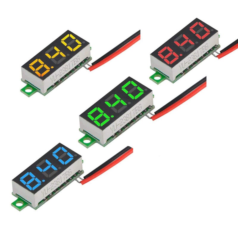 Diymore 8Pcs Dc Voltage Display Mini Digital Voltmoter Display 0.28 "" 2 Wires Dc 2.5V-30V Blue/Yellow/Red/Green Led Voltage Readout Display Voltage Tester Dc Volt Meter (4 Colors) - Image 3