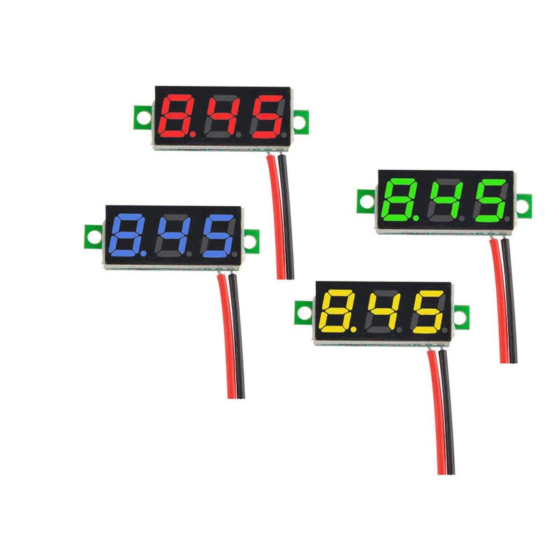 Diymore 8Pcs Dc Voltage Display Mini Digital Voltmoter Display 0.28 "" 2 Wires Dc 2.5V-30V Blue/Yellow/Red/Green Led Voltage Readout Display Voltage Tester Dc Volt Meter (4 Colors) - Image 2