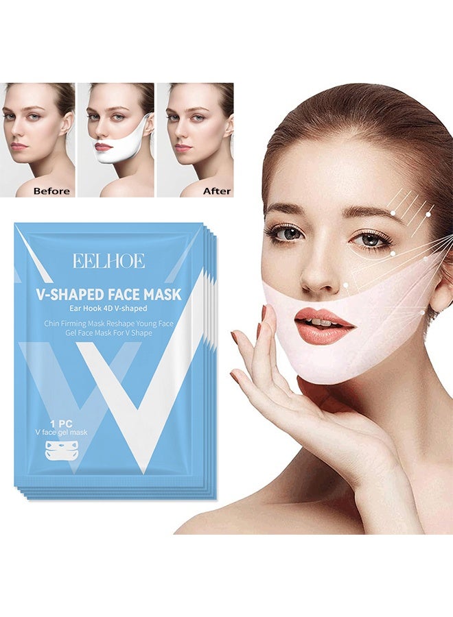 EELHOE V-Shaped Face Mask, Double Chin Mask Reusable, Lifting Face Mask, Double Chin Mask, V Line Lifting Mask For All Skin Types, V Shape Face Lift Mask For Lifting And Firming The Face,5 Pieces - Image 1