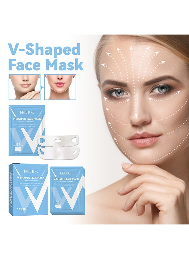 EELHOE V-Shaped Face Mask, Double Chin Mask Reusable, Lifting Face Mask, Double Chin Mask, V Line Lifting Mask For All Skin Types, V Shape Face Lift Mask For Lifting And Firming The Face,5 Pieces - Image 2