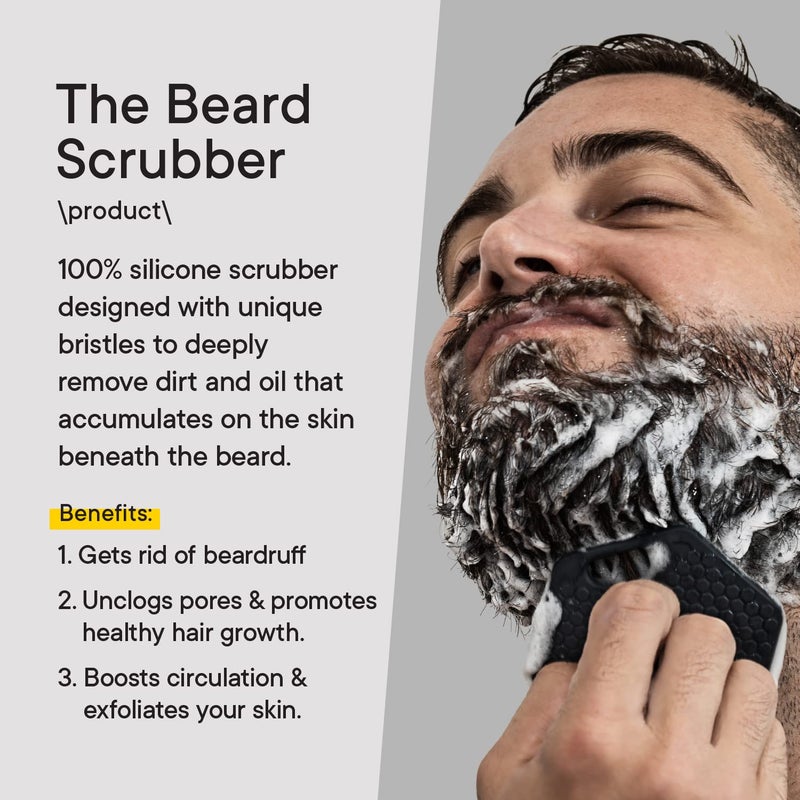 TOOLETRIES Beard Scrubber with Hook - Silicone Beard Brush & Beard Exfoliator For Men - Deep Cleans & Unclogs Pores - gentle face massgage, removes beardruff, Beard accessories - Charcoal - Image 3
