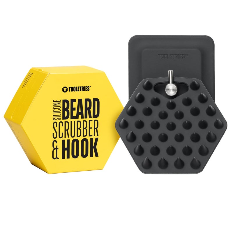 TOOLETRIES Beard Scrubber with Hook - Silicone Beard Brush & Beard Exfoliator For Men - Deep Cleans & Unclogs Pores - gentle face massgage, removes beardruff, Beard accessories - Charcoal - Image 1