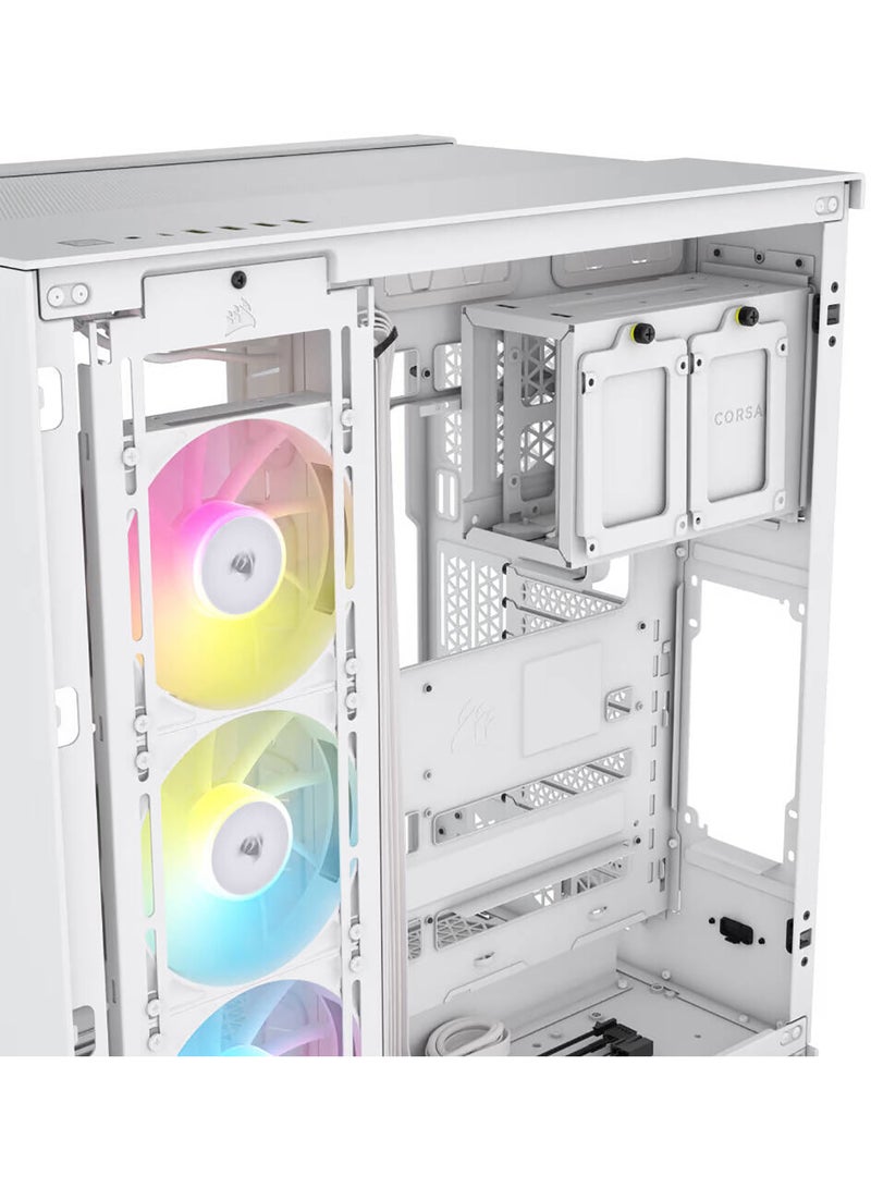 كورسير صندوق كمبيوتر iCUE LINK 6500X RGB متوسط الحجم ATX، 3 مراوح RX RGB مثبتة مسبقًا، دعم حتى 360 مم لمبرد، ودعم 10 مراوح، تصميم غرفتين، زجاج مقسى، واجهة حديثة - Image 3