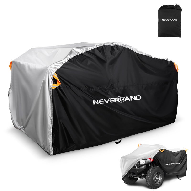 NEVERLAND Waterproof ATV Cover Outdoor Heavy Duty Quad Cover TearResistant 4 Wheeler Covers All Weather UV Protection for Polaris Sportsman Yamaha Honda Quad Bike Silver  Black XL