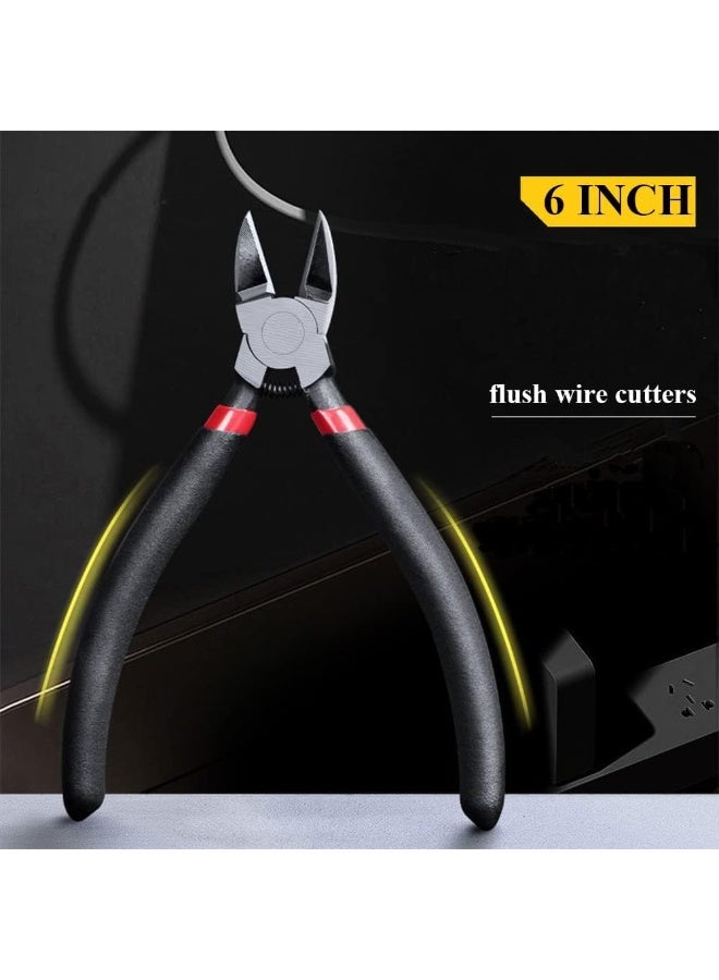 JZS Wire Flush Cutters,Electronic Model Sprue Wire Clippers,Ultra Sharp and Precision CR-V Side Cutting Nipper,Diagonal and Film Cutting Edge,Spring-Action Design,for Clean Cut and Precision Cut,Black - Image 5