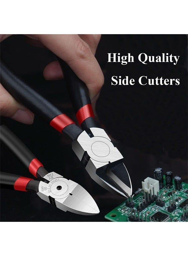 JZS Wire Flush Cutters,Electronic Model Sprue Wire Clippers,Ultra Sharp and Precision CR-V Side Cutting Nipper,Diagonal and Film Cutting Edge,Spring-Action Design,for Clean Cut and Precision Cut,Black - Image 3