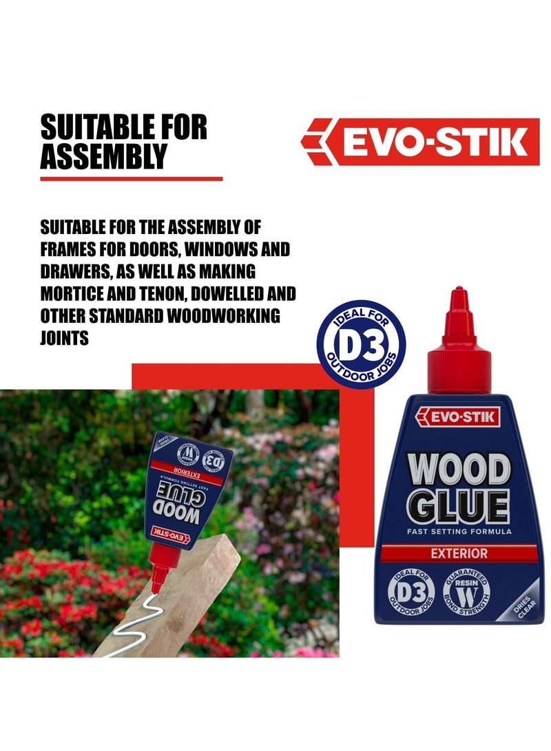 Bostik EVO-STIK Exterior Wood Glue - D3, Weatherproof, Extra Strong, Fast Setting, Suitable For All Wood Types, Dries Clear, 250ml  - Image 3