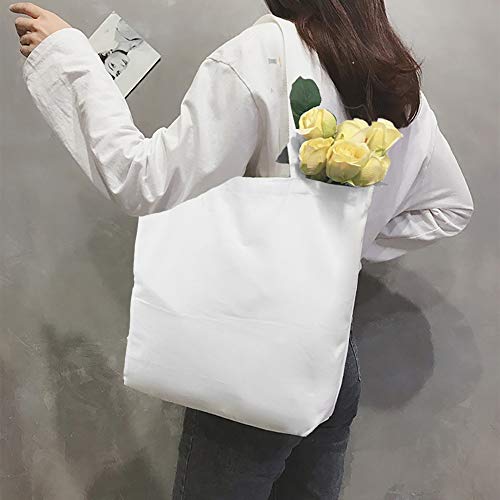 WOWSEA Natural Canvas Tote Bags, 4 pcs Reusable 24oz Shopping Bag DIY pattern for Crafting and Decorating Sturdy Washable Grocery Tote Bag (Beige) - Image 3